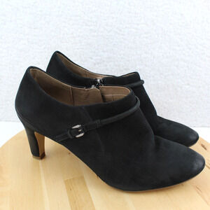Ecco Suede Pumps Size 41 Womens 10 Black Heels Comfort Shoe Zip Career Office